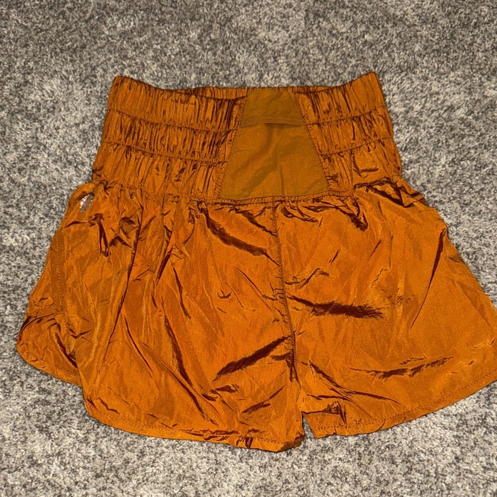 Free People Rust Orange Smocked Waist Athletic Shorts